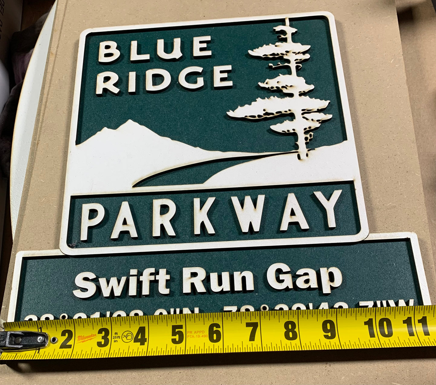 Handmade Blue Ridge Parkway Sign (11.5in x11.5in)