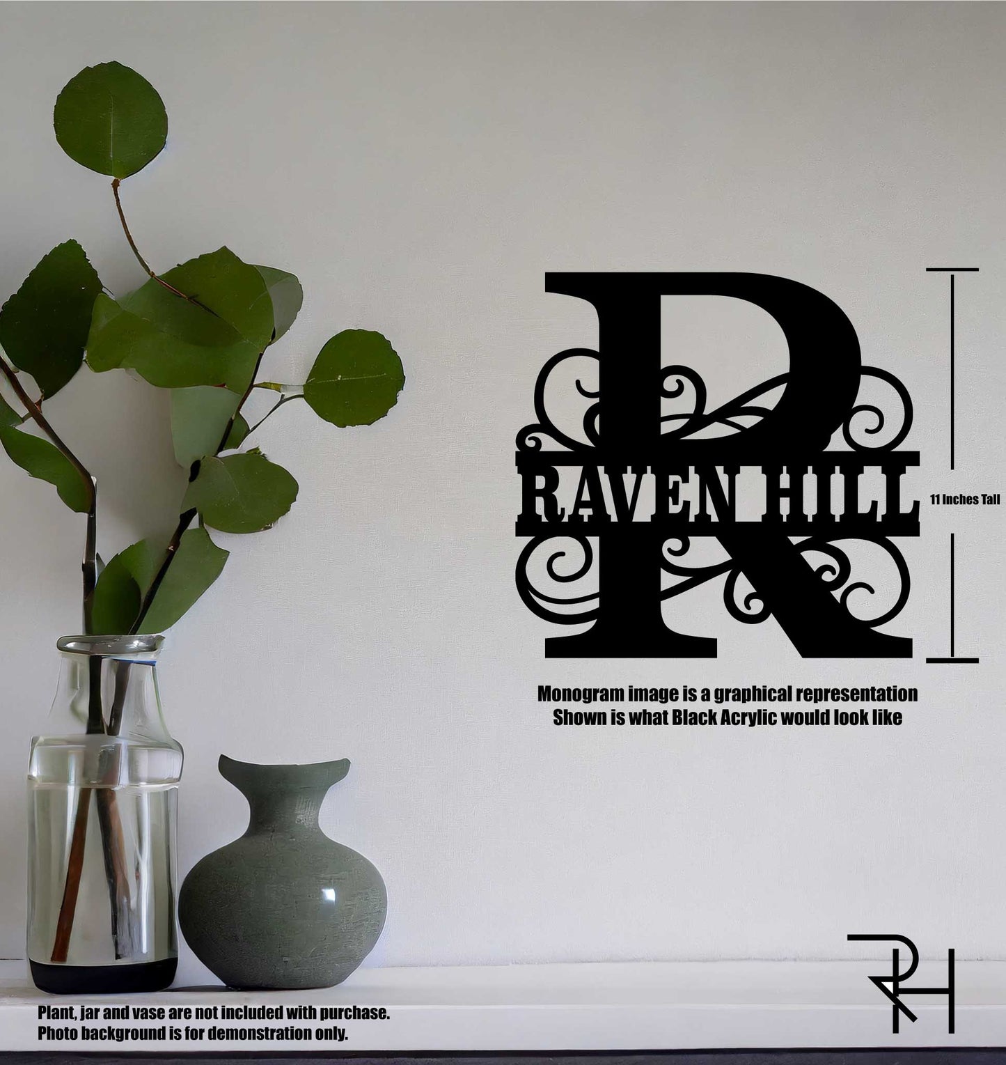Monogram Name Sign Single Layer - 11" Tall