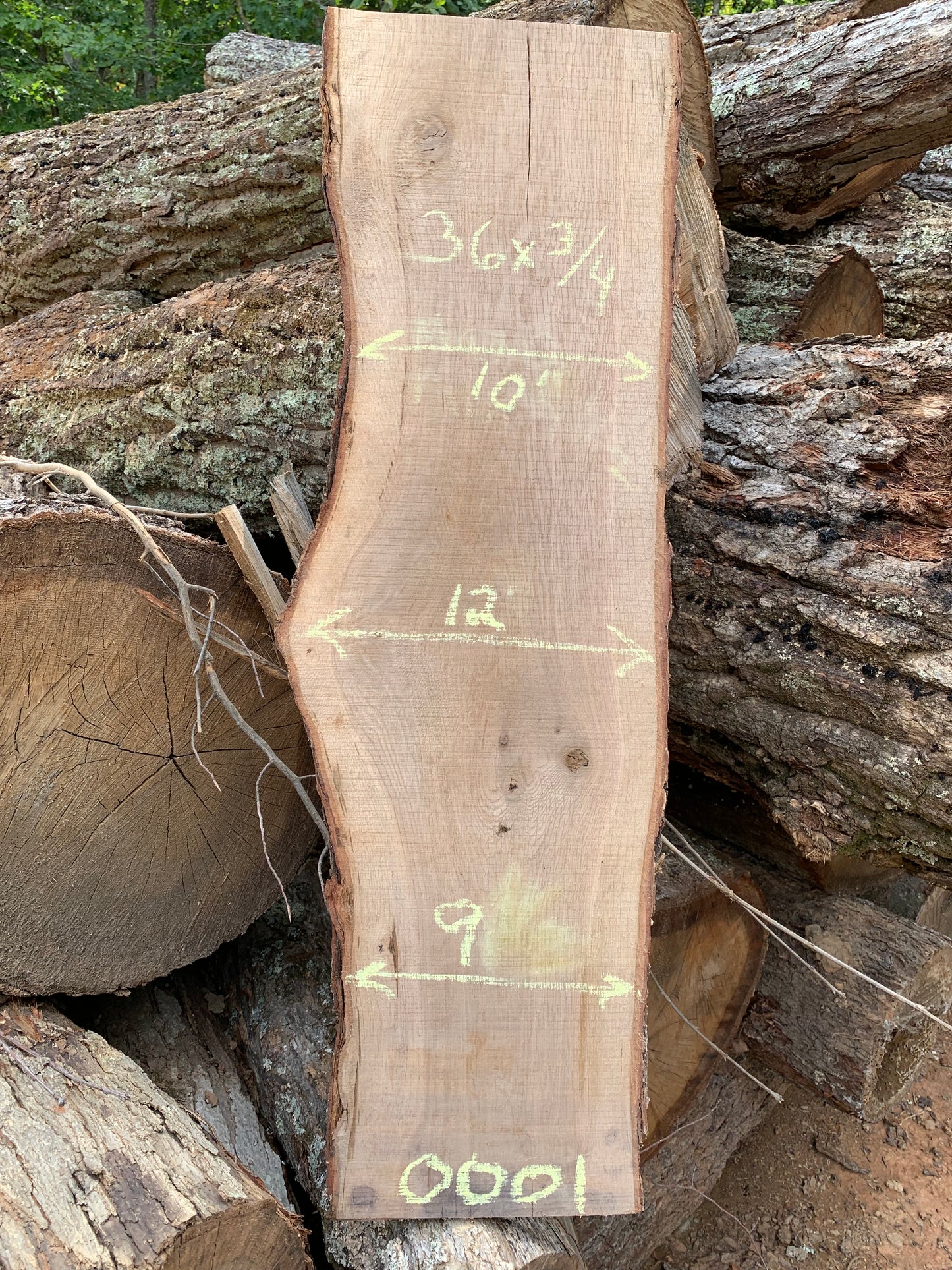 Rough Sawn Live Edge Hardwood Slab 36" x 3/4"