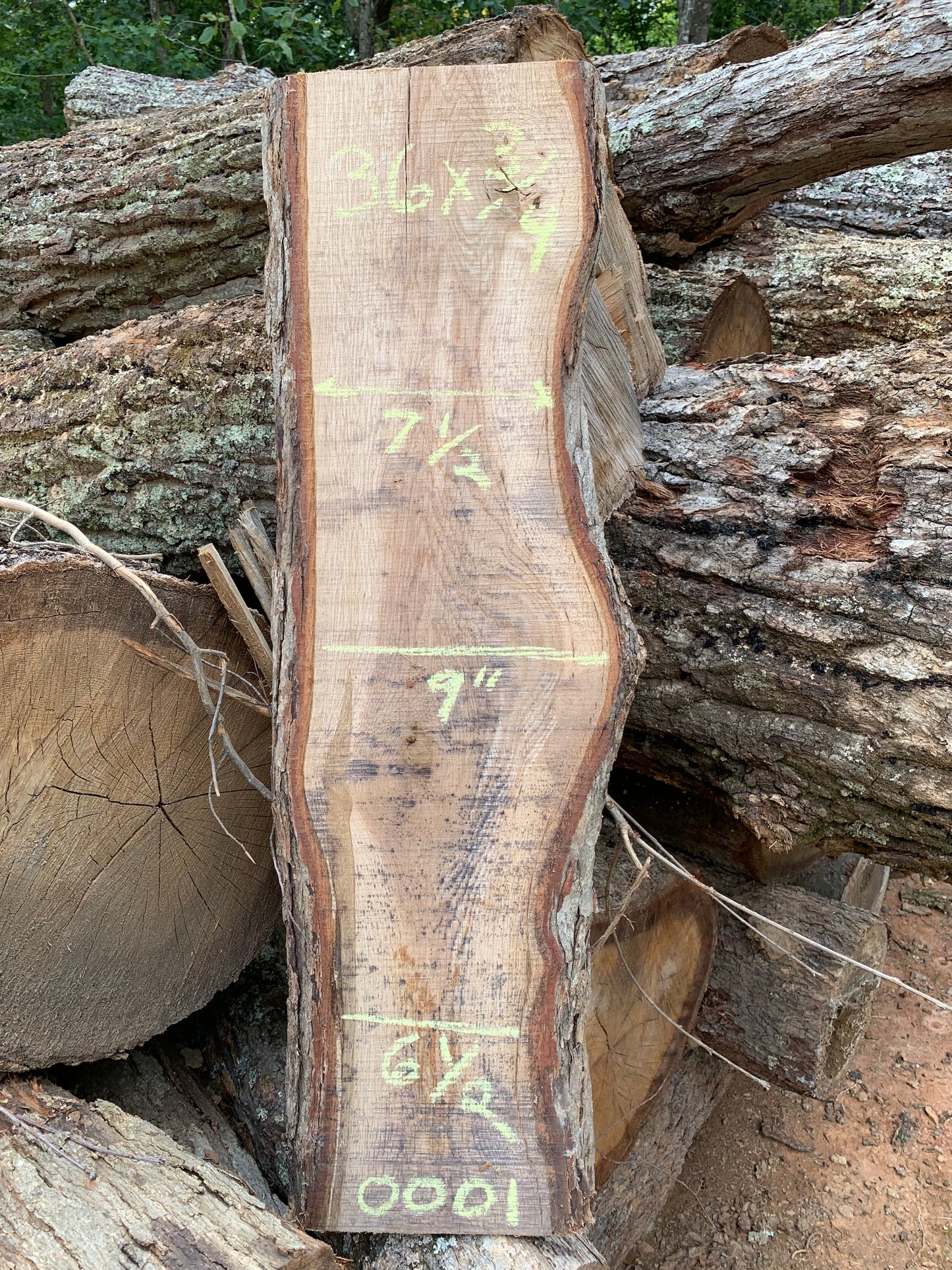 Rough Sawn Live Edge Hardwood Slab 36" x 3/4"