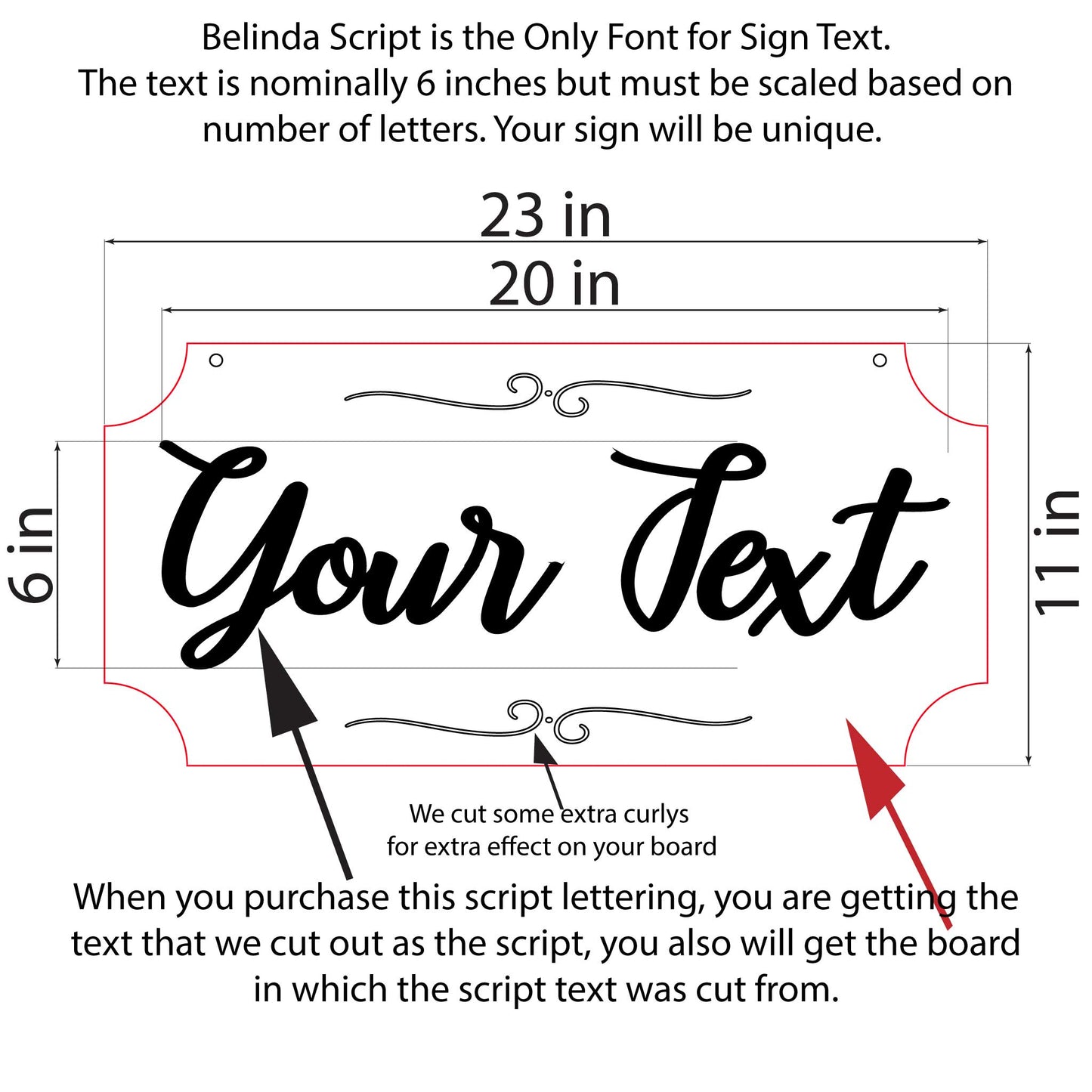 Script Lettering Laser Cut Sign (6 inches tall)