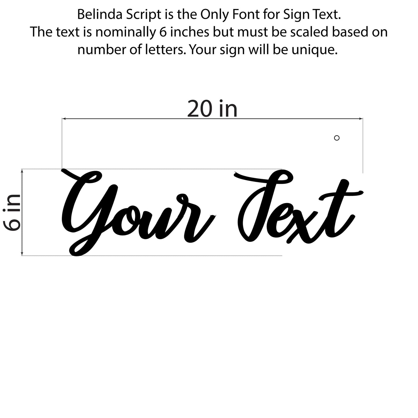 Script Lettering Laser Cut Sign (6 inches tall)