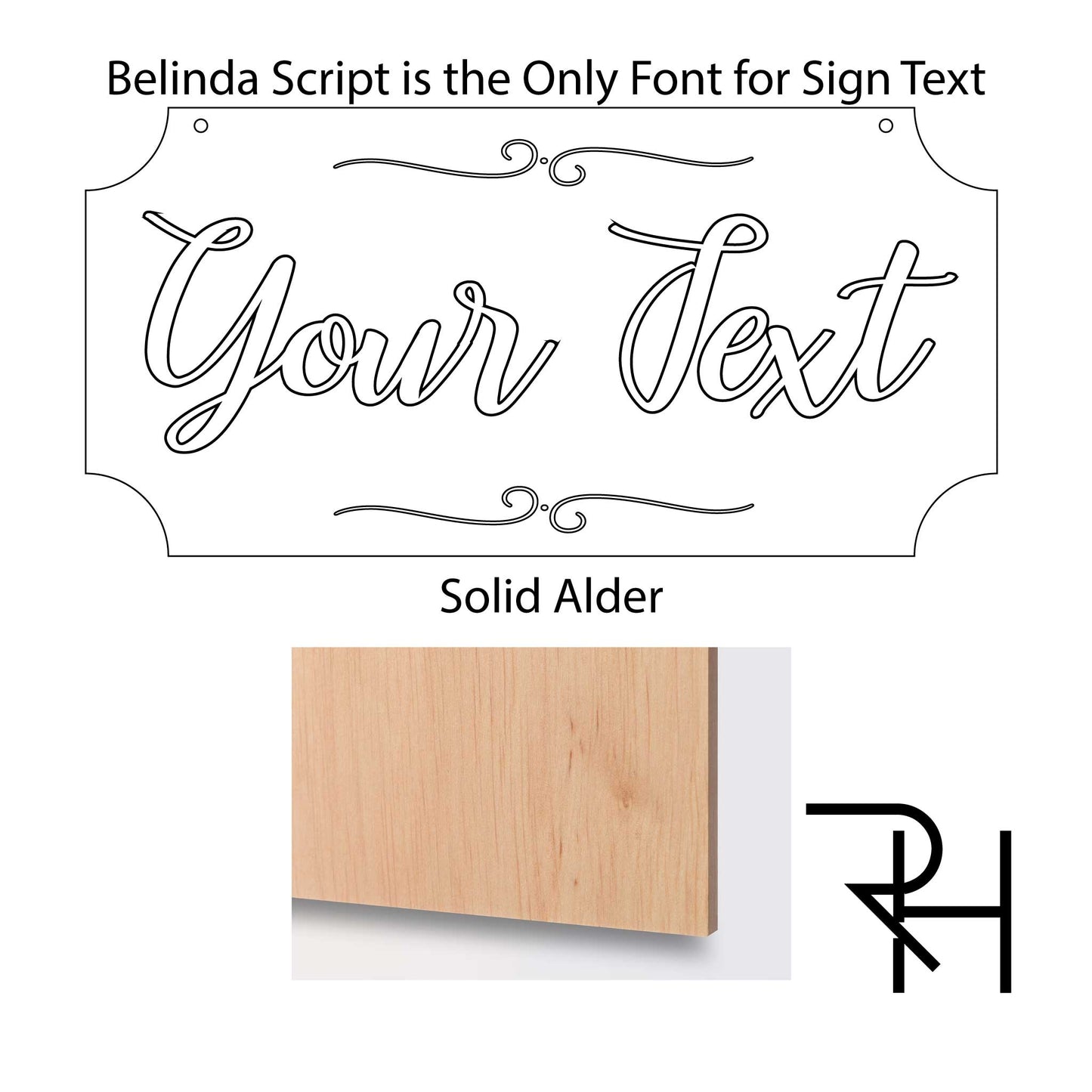 Script Lettering Laser Cut Sign (6 inches tall)