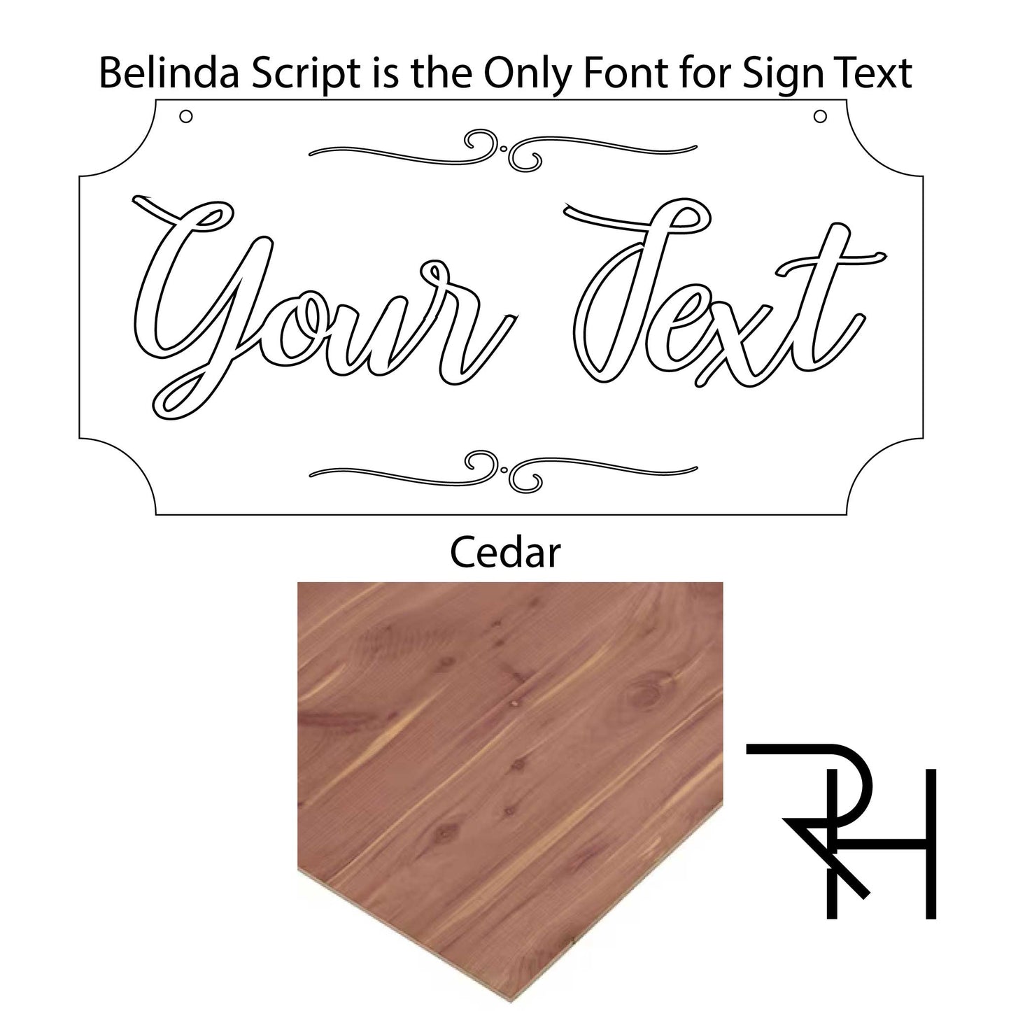 Script Lettering Laser Cut Sign (6 inches tall)