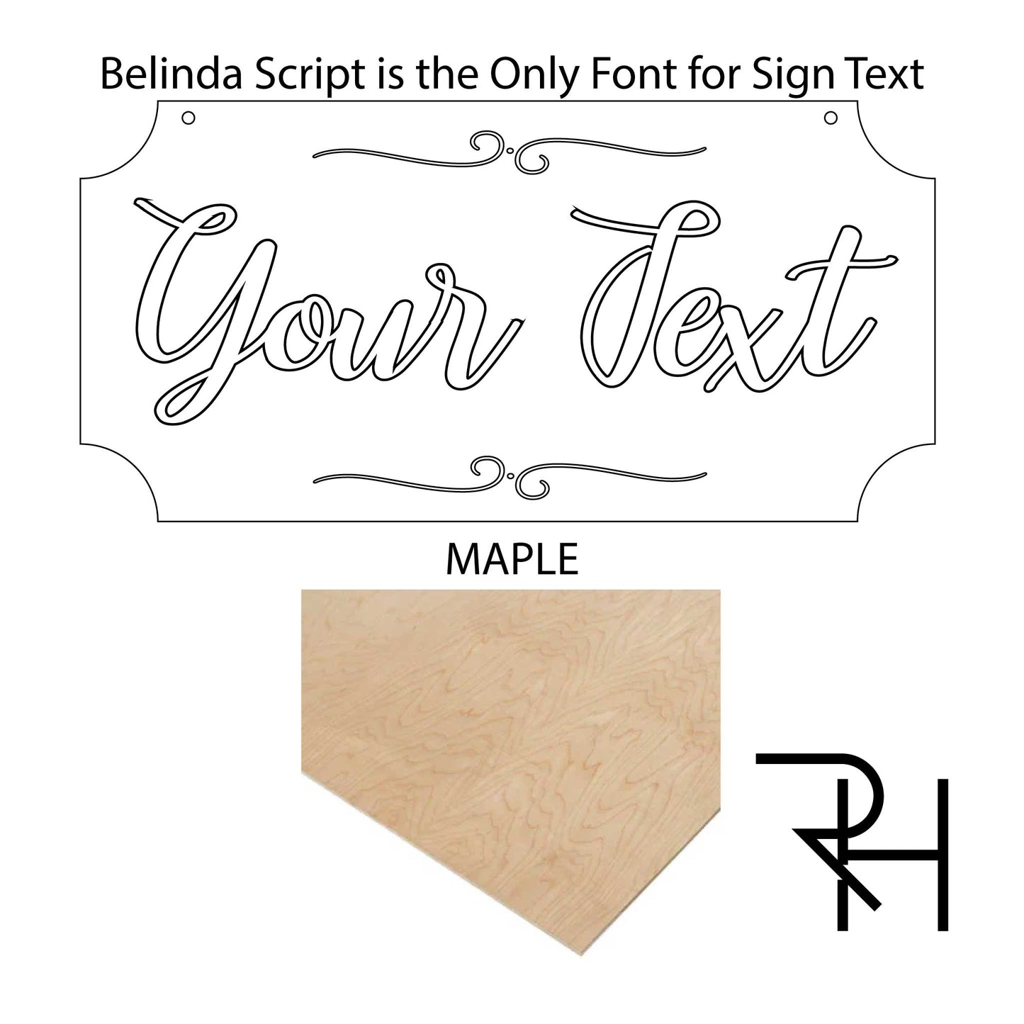 Script Lettering Laser Cut Sign (6 inches tall)