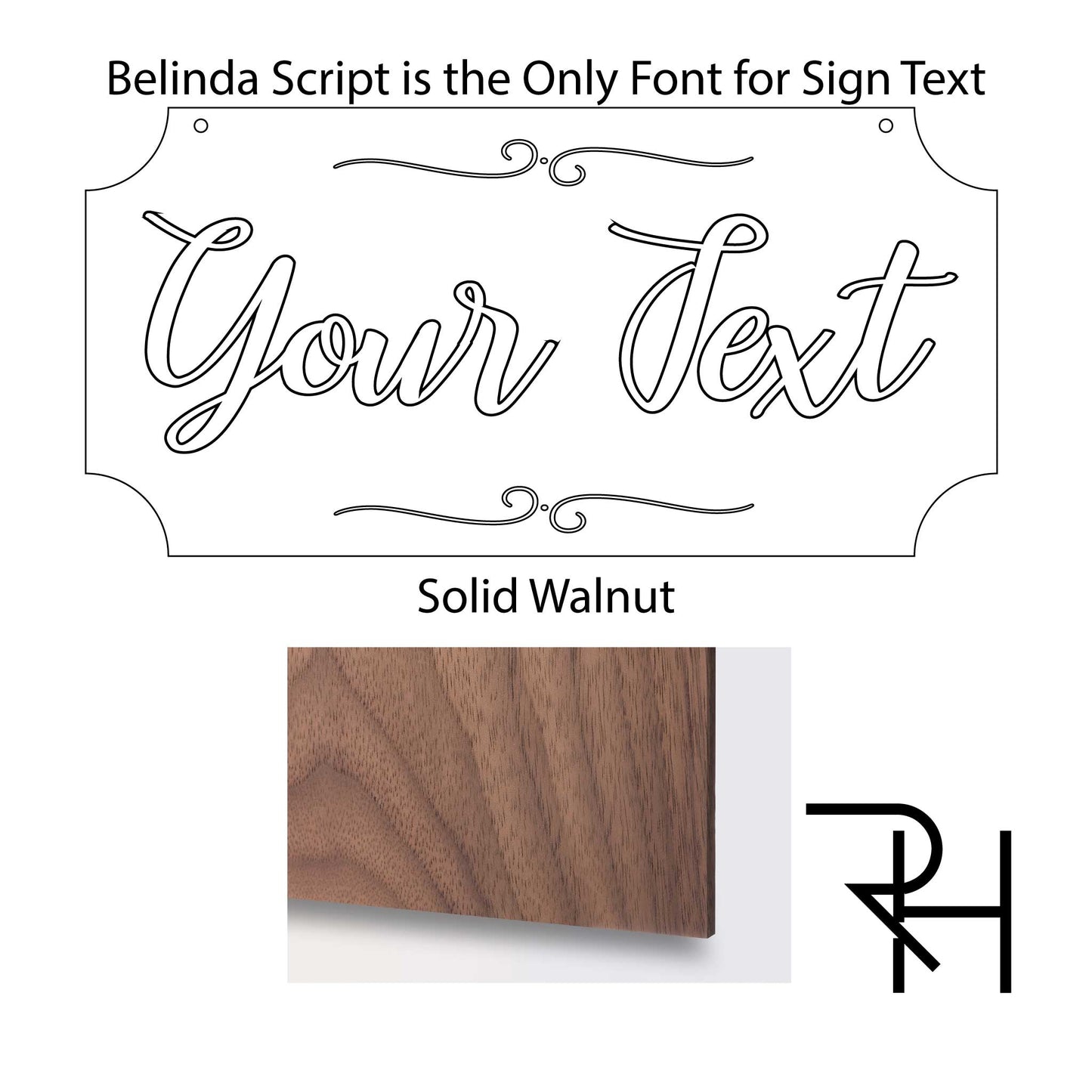 Script Lettering Laser Cut Sign (6 inches tall)